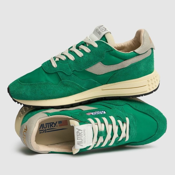 Autry Women’s Reelwind Low Sneaker Nylon/Suede Green/White sz 37 New in Box - Picture 1 of 6